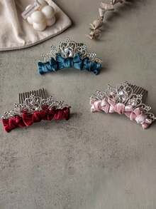 1个粉色丝绒蝴蝶结发夹，女孩公主装扮发饰，生日/圣诞节发箍