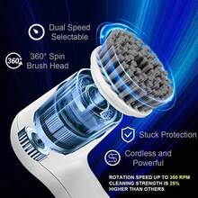 Cepillo Electrico  para Baño Limpieza, Inalámbrico con 5 Cabezas de Cepillo Reemplazables - Ceniza - Ver 11