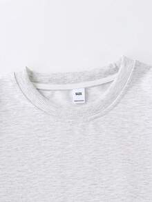 1PC Boy "BE KIND" Text - Element Crew Neck Sweatshirt, Comfortable, Spring Autumn Street Strolling Personalized Style - Grey - View 3