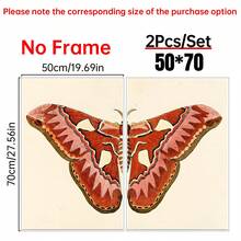 2 piezas Decoración de arte vintage de mariposa antigua, Cuadro de lienzo, Pósteres para habitación, Decoración del hogar, Decoración de la habitación estética, Artículos de decoración de la habitación. Marco opcional, Decoración de la habitación - 2 piezas - Ver 15