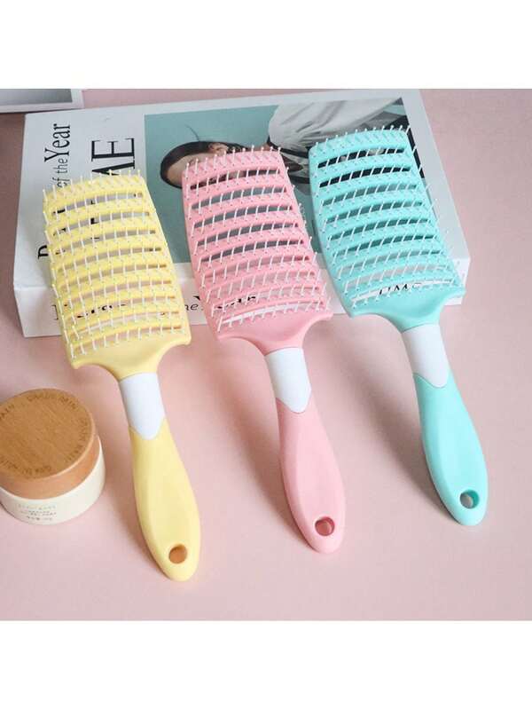 Plastic Rib Comb For Women's Hair Roots, Fluffy Hair Styling, High Skull, Long Hair Massage, Home Large Curved Comb, Air Cushion
