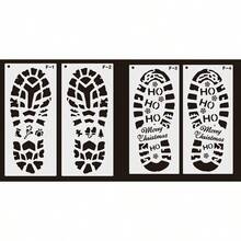 6/4/2pcs Santa Claus Footprint Stencils, Christmas Floor Foot Prints Painting Template, Reusable, For Christmas Floor Decor, Window Sill, Stairs DIY Background Decoration