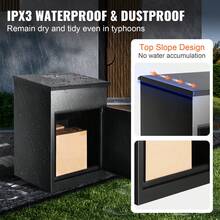 Mailboxes For Outside 17.3"X13.8"X22.8", Galvanized Steel Package Delivery Boxes For Outside With Coded Lock, Anti-Theft Baffle, IPX3 Waterproof Delivery Box For Packages For Porch, Curbside - Black - View 4