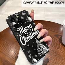 1PC Phone Case ,  Merry Christmas Tree Snowflake Ornaments , Stylish Phone Case, Phone Decoration, All-around Lens Protection, Creative Small Gift, Funny Gift for Boys and Girls - Negro - Ver 2