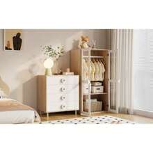 Drawer Storage Cabinet - Wood Color and White - View 6