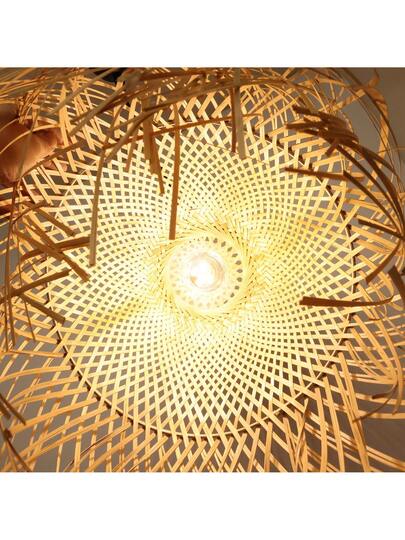 Alpinaluz Natural Wicker Hang Lamp "MIKA" Ø39cm made Fringes, E27 - Afbeelding 5