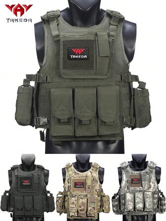 Chaleco de caza ajustable YAKEDA, con bolsillo triple expandible y desmontable, resistente a la abrasión y al desgarro, adecuado para caza, supervivencia al aire otras aplicaciones