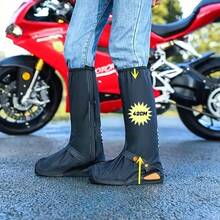 Cubre Zapatos Impermeable, Cubre Zapatos para Lluvia, con Bandas Reflectantes Botas de Lluvia Antideslizantes Chubasqueros de Alta Protección contra la Lluvia para Bicicleta - Negro - Ver 4