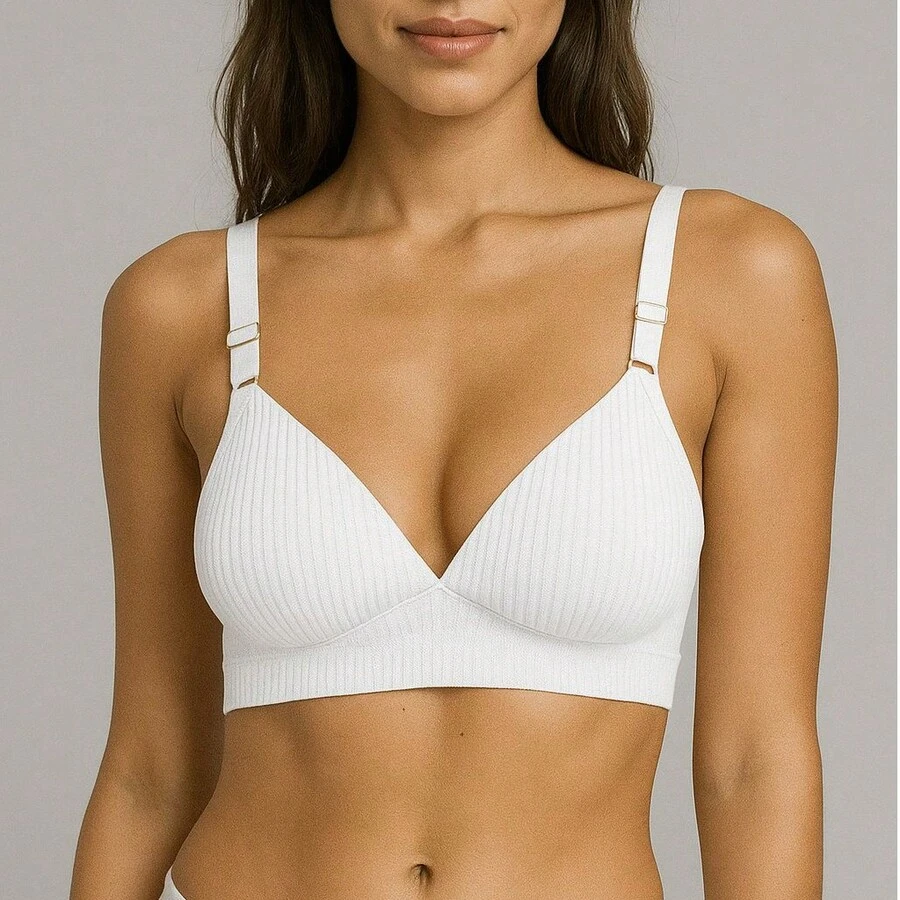 Fitness Top Bra With Adjustable Straps And Padded Cups - trắng - Xem 1