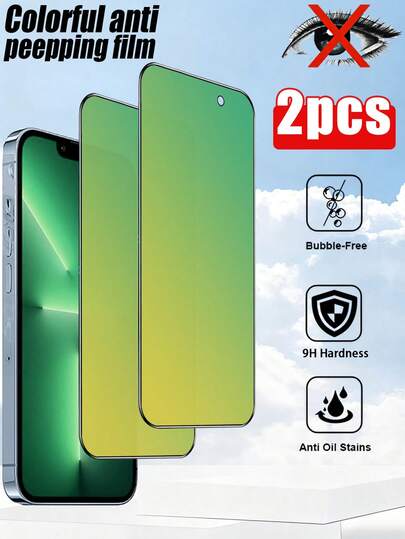 2 miếng dán màn hình cường lực chống nhìn trộm, hiệu ứng gương gradient, tương thích với Apple X/XR/11/12/13/14/15/16/17 Series, thích hợp sử dụng hàng ngày, văn phòng, nhà. Miếng dán màn hình bảo vệ riêng tư, chống nước, chống sốc, chống rơi, chống trầy xước.