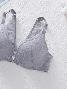 3pcs Comfortable Front Closure Bras With Lace Decor, Fashionable Design For Daily Wear, Perfect Fit And Support In Various Sizes - Multicolor - View 3