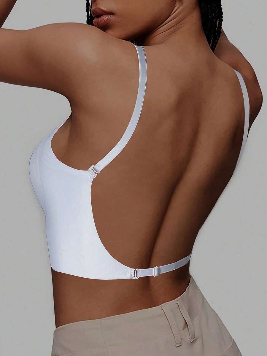 1/2 Pcs Seamless Backless Wireless Bra - 3-Way Cross-Back Design, Removable Pads & Adjustable Straps, Elegant Everyday Undergarment For Women, Comfortable Undergarment, Sleek Underwear, Smooth Texture - trắng - Xem 1