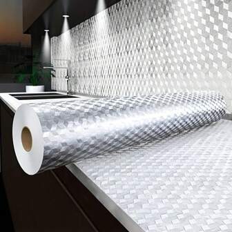 CHEONET-1 rolă îngroșată bucătărie impermeabilă și anti-murdărire folie de aluminiu tapet dulap hârtie rezistentă la umiditate dulap impermeabil autoadeziv folie de aluminiu hârtie artefact urât cadou de Crăciun și Halloween