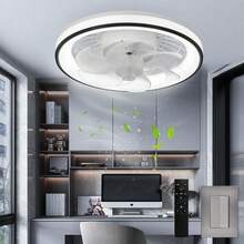 Megaluz LV34W12 Ventilador de techo con luz led y control remoto, 13", luz blanca fría, neutra y cálida, 6 aspas desmontables, Abanico de techo enchufe E27, 4 velocidades y motor silencioso (Blanco). - 1 - Ver 1