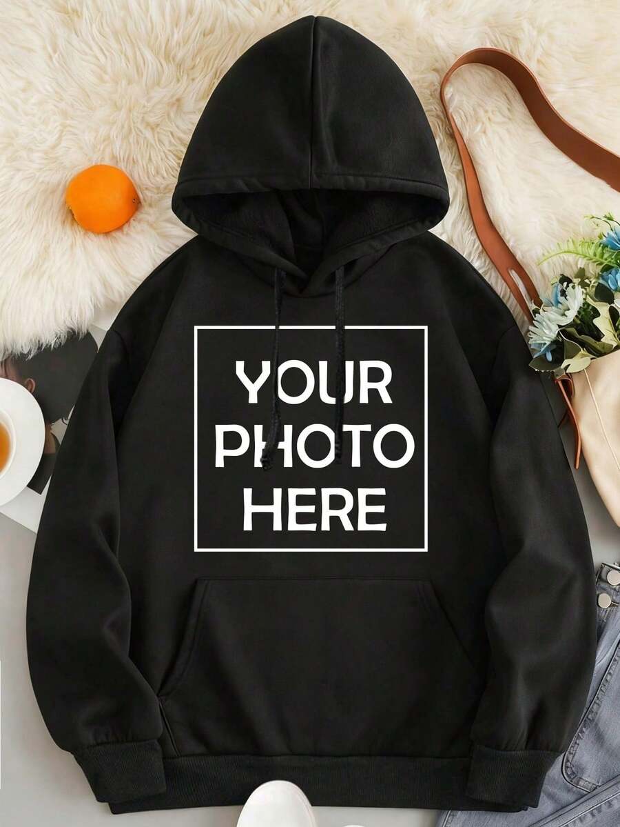Customized Photo Printed Sweatshirt For Women, Personalized Gifts For Friends/Family/Couples/Pets, Birthday/Anniversary/Valentine's Day, Casual Pullover Fleece Sweatshirts For Autumn/Winter, Black Tops Jacket, Christmas Personalized Design, Autumn Clothes, Fall Tops, Women Shirts, Winter Outfits, Party Gifts, Gifts For Her, Birthday Presents, One-Of-A-Kind, Autumn Winter Clothing - Black - View 1