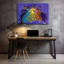 1pc Framed Canvas Painting Art - African American Civil Rights Movement Vintage Art, Dark-Skinned Portraits In Purple Hues, Bohemian & Rustic Style, Ready To Hang Home Decor For Living Room, Bedroom, Office, Perfect Gift, African American Wall Art, Artistic Corridor Decoration, Colorful Portrait Art, Vibrant Brushstrokes, 2D Flat, Perfect For Room Decor,Modern Home Decoration,Bedroom Wall Art,Wall Art Decor,Canvas Wall Art,Framed Wall Art,High Resolution Wrapping Canvas Painting - 彩色 - 查看 7