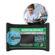 AFRT Surviveware  Wipes Men Or Women - Shower Wet Wipes Face Body And Butt - Outdoors Travel Camping And Post Workout - Total Of 32 Wipes - 32 Count Pack Of 1 - 32個裝1個 - 查看 1