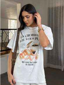 Camiseta Feminina Gola Redonda Estampa MARAVILHOSA CROISSANTE Blusa em Algodão Premium