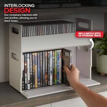 DVD Storage Box, Movie Shelf Organizer Blu - Ray, Video Game Cases, CDs, VHS Tape Display Stand, Disc Holder Can Store To 28 DVDs, Faux Leather White - 白色 - 查看 6