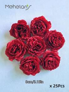 MEHELANY 38/25Pcs Artificial Peony Flower Heads Red Faux Flower Silk Artificial Flower Heads Simulated Penoy For Wedding Party Decoration, Cake Decoration And Home Living Room Table Decoration, Halloween Decor, Christmas Decor, Fall Party Decor, Harvest Table Centerpieces Decor, Xmas Tree/Wreath Decor