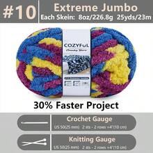 Chunky Yarn Hand Knitting - #10 Chunky Chenille Blanket Yarn, Jumbo Big Thick Chunky Yarns Crocheting, Tie Dye Bulky Knit Yarns, 8 Skein 25 Yds 8 Oz Each Skein SageKhaki - 8個裝+紫色&藍色&黃色 - 查看 2
