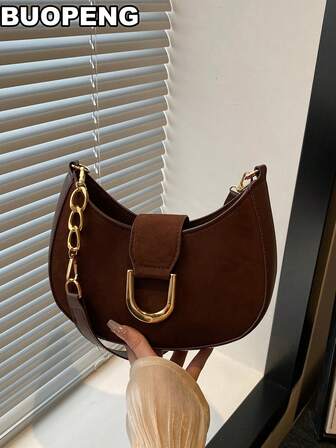 Geantă de umăr cu un singur umăr, culoare solidă, tip semilună, potrivită pentru cumpărături, portofel, femei tinere, studente, proaspăt căsătorite, doamne de birou. Ideală pentru birou, universitate, muncă, afaceri, naveta, activități în aer liber, călătorii și picnicuri.