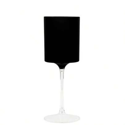 9 Oz Two-Tone Black And Clear Plastic Wine Glasses – Elegant Disposable Drinkware For Parties, Weddings, And Events