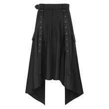 Saia gótica assimétrica, Série Ash, Dark Rock Punk, Roupa masculina para cosplay - Saia midi masculina com cinto - Ver 6