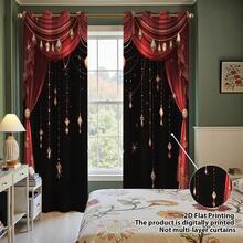 2pcs European Palace Style Curtains, 3D Digital Printing With Luxurious Red And Gold Patterns, Suitable For Living Room And Bedroom, Creating A Dignified And Elegant Atmosphere - Multicolor - View 8