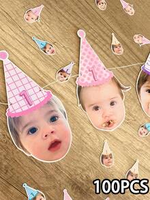 10/25/50/100/150pcs Customized Cake Decorations, Suitable For Birthday Cakes, Cupcakes, Party Desserts, Personalized Dessert Accents, Custom Face Toppers, Personalized Photo Cake Toppers, Edible Image, Custom Pet Face Cake Decorations - Multicolor (Style 2) - View 34