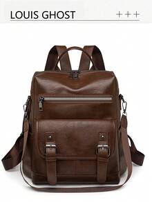 Leather Texture | Double Buckle Decor | Practical Large Capacity | Unlock The Classic Aesthetics For Urban Commuting | Adjustable Shoulder Strap/Handle, Multifunctional Companion For Daily Commute And Short-Distance Travel | Dual Carrying Modes - Multicolor - View 10