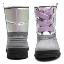 Girls Boys Winter Snow Boots Waterproof Warm Insulated Non-Slip Chunky Sole Toddler Kids Outdoor Shoes - 紫色 - 查看 2