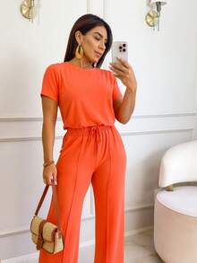 Magenta Shop Women's Comfortable Sweatsuit Set - Coral Orange - View 1