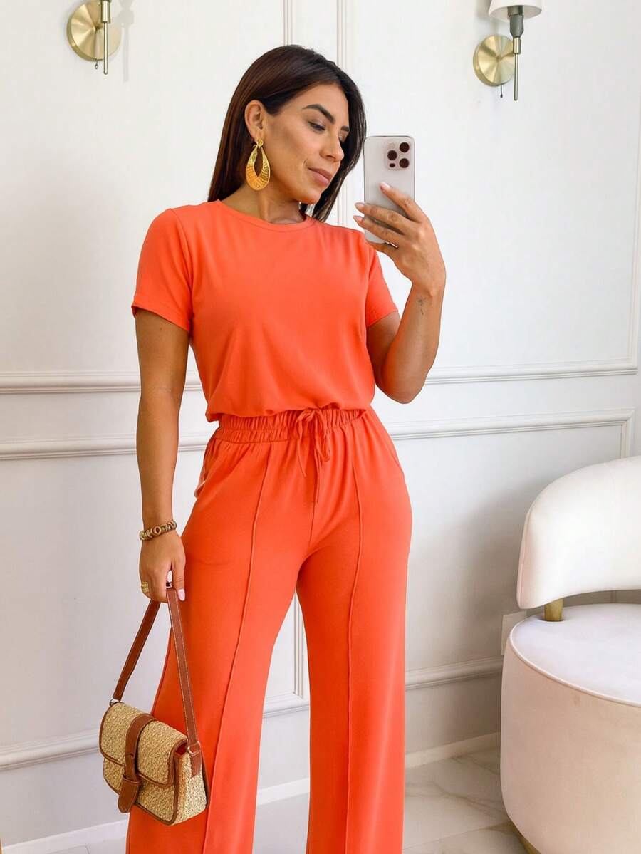 Magenta Shop Women's Comfortable Sweatsuit Set - Coral Orange - View 1
