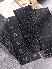 6pcs Nail Art Stencils Templates Including Heart, Butterfly, Flower, Snowflake, Star, Hollow French Nail Stickers Printing Mold Template Tools Manicure DIY Decor Nails - Black - View 7