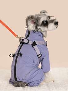 A Four-Legged Windproof Pet Jacket With A Chest And Back Design, Leash-Compatible, New Style, Warm And Cold-Resistant Pet Clothing - Purple - View 6