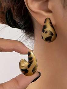 Pendientes de lágrima con estampado de leopardo