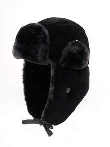 1 chiếc mũ bịt tai lót nhiệt màu đen, mũ dày ấm áp cho hoạt động ngoài trời trong thời tiết lạnh, dành cho cả nam và nữ vào mùa thu/đông - màu đen - Xem 8