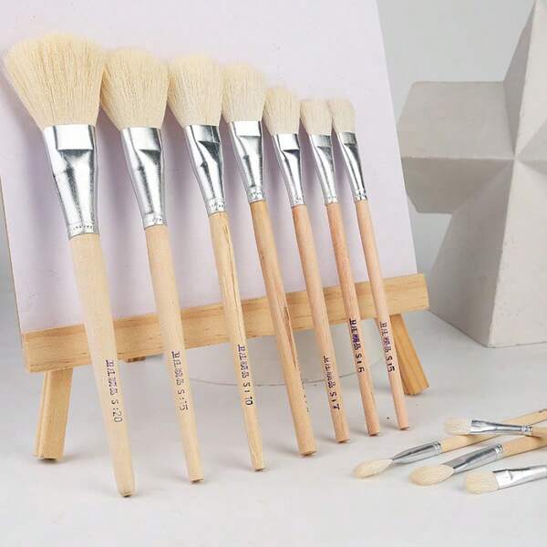 11pcs/Set High Quality Soft Wool Painting Pens, Coloring Brushes For Glass, Ceramic, Drawing, Gold & Silver Stickers, Painting Brushes