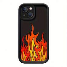Estuche de Moda con Diseño de Llama de Alta Gama para 15/15Plus/15Pro/15Promax,  14/14Plus/14Pro/14Promax,  13/13Pro/13Promax,  12/12Pro/12Promax,  11/11Pro/11Proamx,  16/16Plus/16Pro/16Promax,  17/17Pro/17Promax, Anticaída, Carcasa Protectora, Popular - Negro - Ver 6