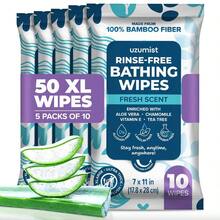 AFRT Body Wipes For Adults Bathing No Rinse 50pc XL - Ultra Thick Shower Travel Wipes For Personal Cleansing And Hygiene Essentials Elderly Care Incontinence Disposable Washcloths For Women Men - 溫和清新 - 查看 1