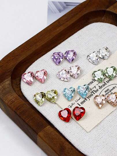 60pcs 8mm Heart-Shaped Rhinestones, High Quality Shiny Hearts, Champagne Gold, Pointed Bottom Bright Heart Diamonds, Multiple Colors And Sizes, Ideal For Nail Art Decoration And DIY Accessories
