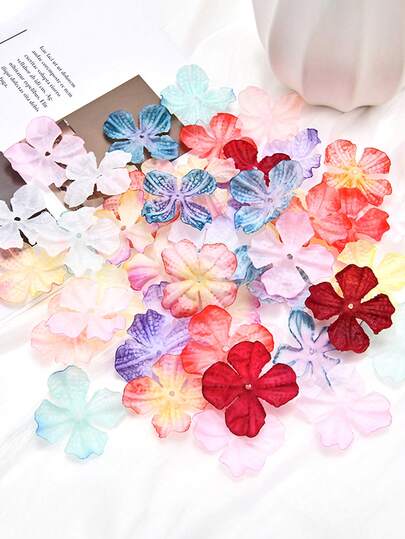 60/90片人造绣球花，1.77英寸多色烧边薄纱花瓣，适用于新娘送礼派对、浪漫之夜、餐桌中心装饰、家居装饰、婚礼装饰、派对装饰、情人节