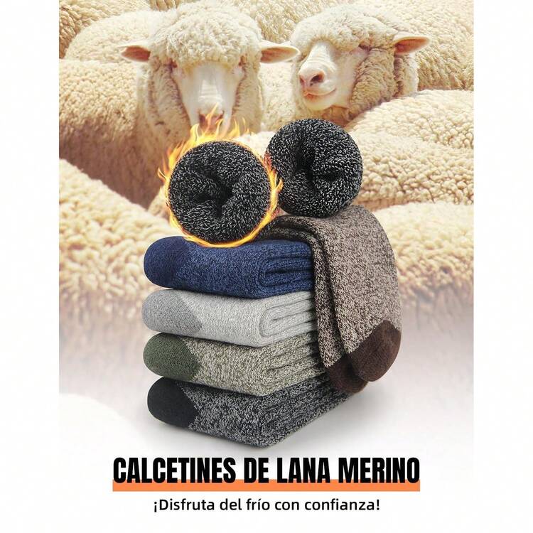 5 Pares Calcetines de Lana Merino para Hombre y Mujer - Térmicos Antiolor, Transpirables para Invierno, Senderismo, Trekking y Clima Frío - C - Añade 1