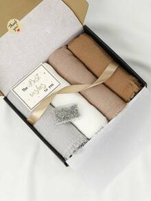 1盒女士针织头巾套装，时尚舒适防紫外线头巾，防滑透气多色组合祈祷头巾，适合节日礼物和日常佩戴（5条头巾+2个头巾夹） - 彩色 - 查看 19