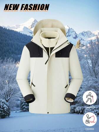 三合一女士夹克风衣外套，可拆卸保暖内衬，适合户外、运动和日常穿着，秋冬季