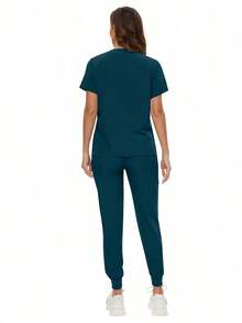 Surgical Uniforms Woman Scrub Set Nurse Beauty Salon Workwear Clinical Scrubs Top Pants Sets Spa Doctor Nursing Clinical Suit - 水鴨藍 - 查看 4