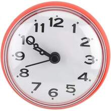AYNEFY Reloj de Pared para baño, Impermeable, antivaho, Redondo, con Esfera Digital árabe, con Ventosa, para Espejo de Pared, para decoración del hogar (Rojo) - azul - Ver 12