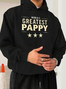 Sudadera con capucha para hombres de talla PAPPY JPH-9, la mejor del mundo - Sudadera casual suelta negra con letras doradas y patrón de estrella rota, lavable aáquina, cómoda para uso diario, sudadera impresa duradera, talla - Negro - Ver 1