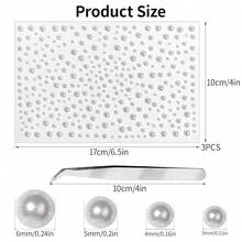 975Pcs Face Gems Hair Gems, Self-Adhesive Face Jewels Eye Jewels Rhinestones 3/4/5/6 Mm DIY Face Gems Stick On, Hair Body Rhinestones Gems Crystals Pearls For Face Makeup, Crafts (Pearl_White){Inchcolor_nameinch:Inchpearl_whiteinch} - 珍珠白 - 查看 3